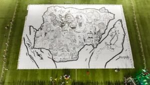 World's largest drawing: Nigerian artist creates artwork spanning nearly 4 tennis courts