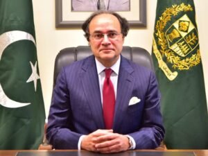 Finance Minister Senator Muhammad Aurangzeb addresses the World Population Day 2026 conference on population growth and climate change in Pakistan.