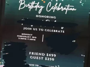 Friend's Birthday Party and Entry Fee