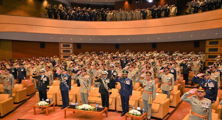 Chief of Defence Forces Asim Munir receives tri-services guard of honour at GHQ