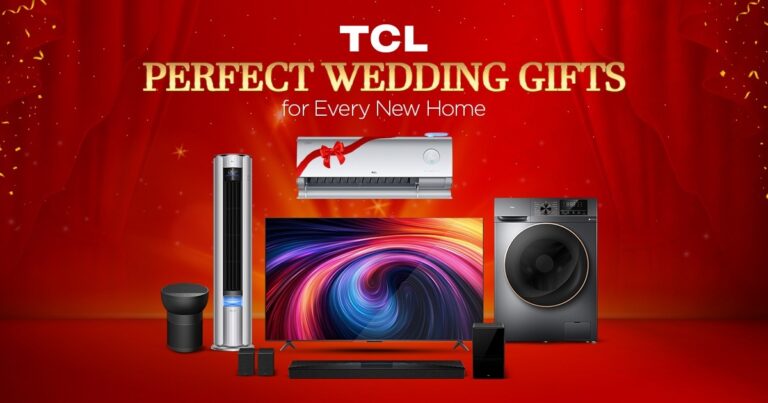 TCL home appliances and QLED television showcased as wedding gifts for a new home