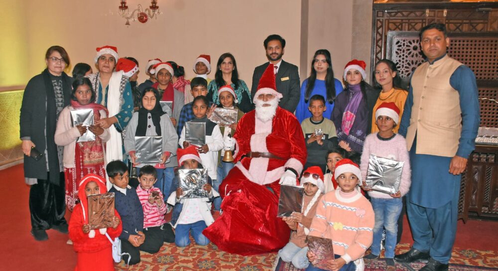 Children from charity schools attending a hi-tea event at Islamabad Serena Hotel