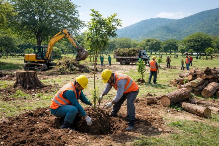 Authorities remove allergenic paper mulberry trees during a pollen mitigation and reforestation drive in Islamabad.