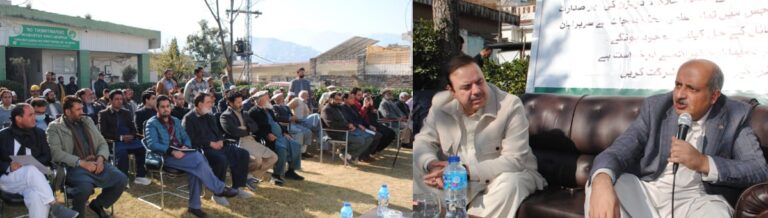 Farmers present agricultural issues during an open katchery held in Swat under the supervision of the Malakand Division commissioner.