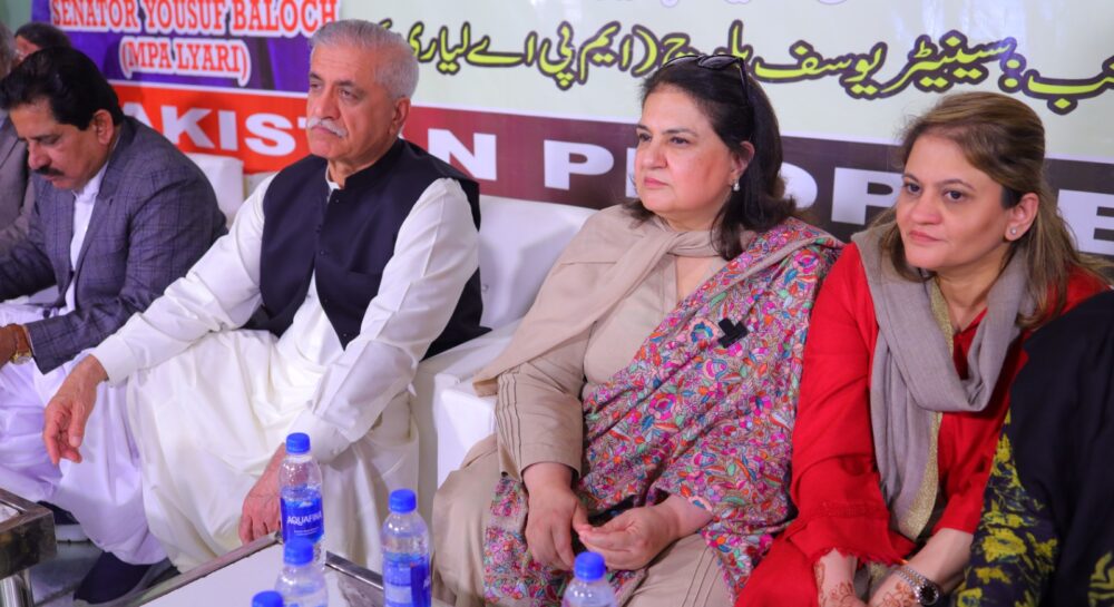 BISP chairperson Rubina Khalid addresses women in Lyari