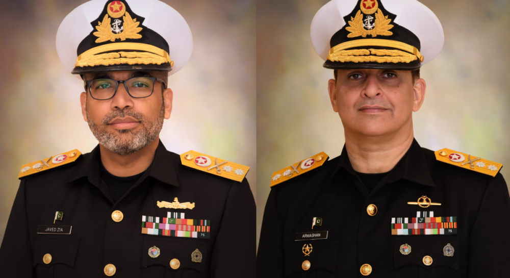 Pakistan Navy officers Javed Zia and Armaghan Ahmad promoted to the rank of rear admiral.