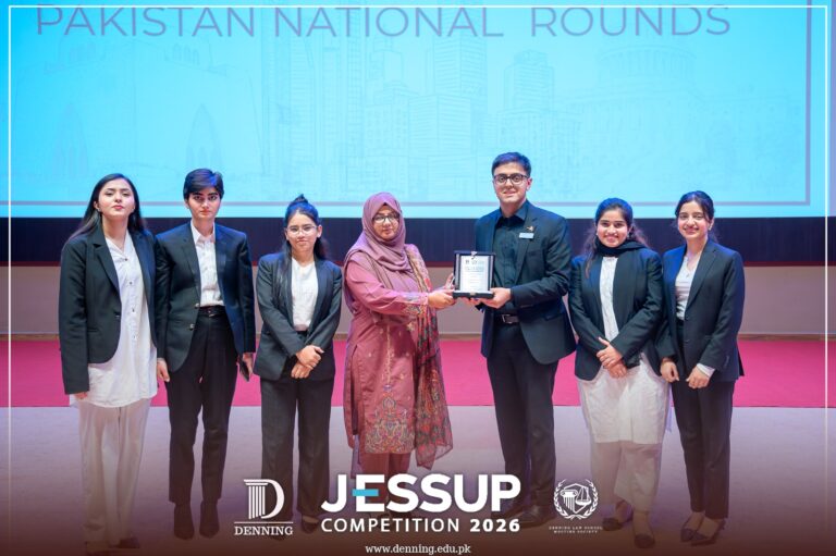 FJWU law students competing in the Philip C. Jessup International Law Moot Court Competition after qualifying for global rounds.