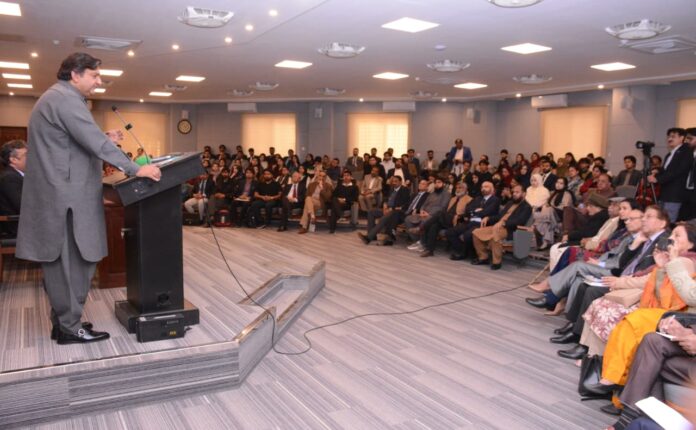 Guests attend the NIPP Public Policy and Book Festival 2026 at the National School of Public Policy in Lahore.
