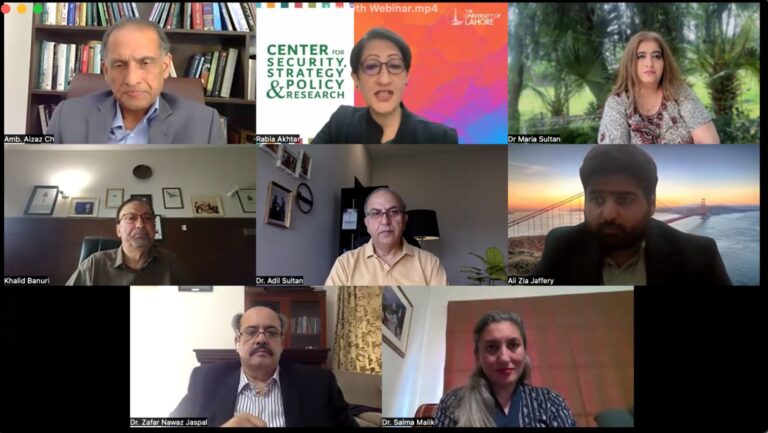 Experts speak during the CSSPR webinar on Pakistan’s strategic repositioning after Marka-e-Haq
