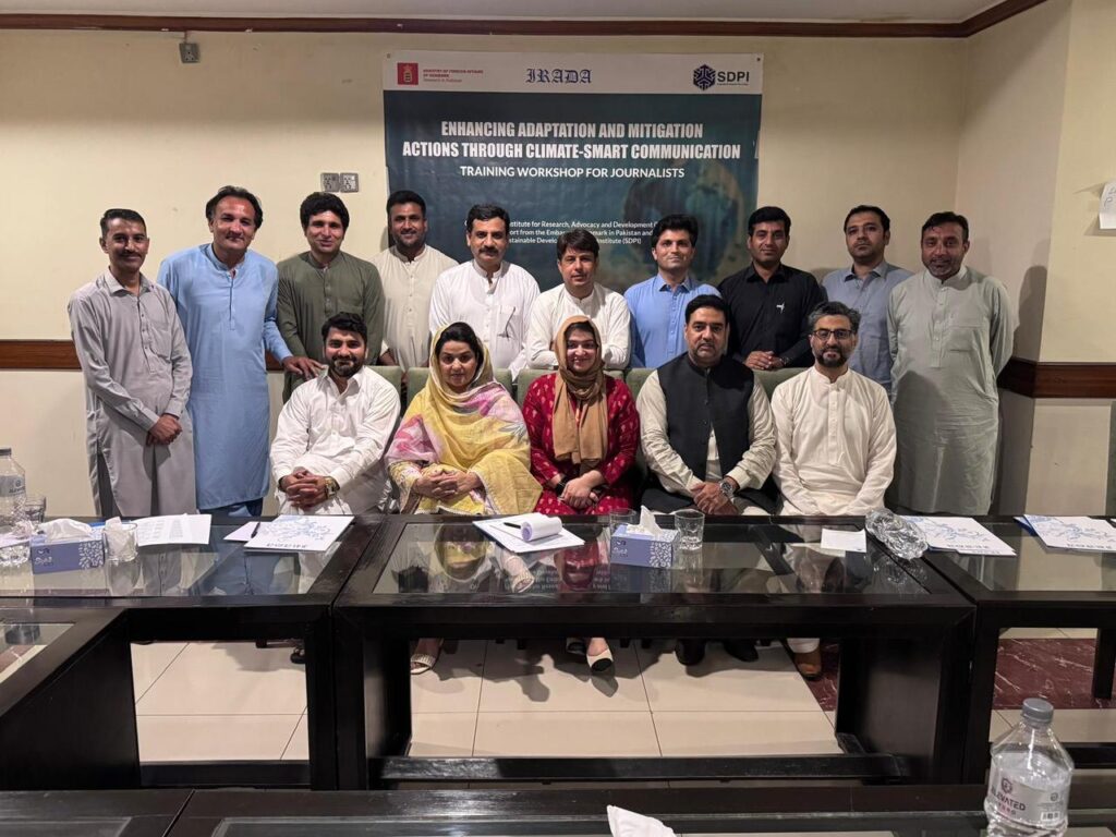 Journalists attend a climate reporting and green skills workshop in Peshawar.