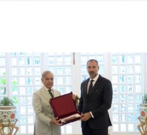 Prime Minister Shehbaz Sharif meeting Prince Rahim Aga Khan V in Islamabad.
