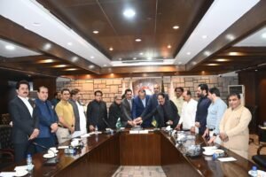 FPCCI Media & Broadcasting Committee members meet in Islamabad to discuss industry challenges and budget-related concerns.