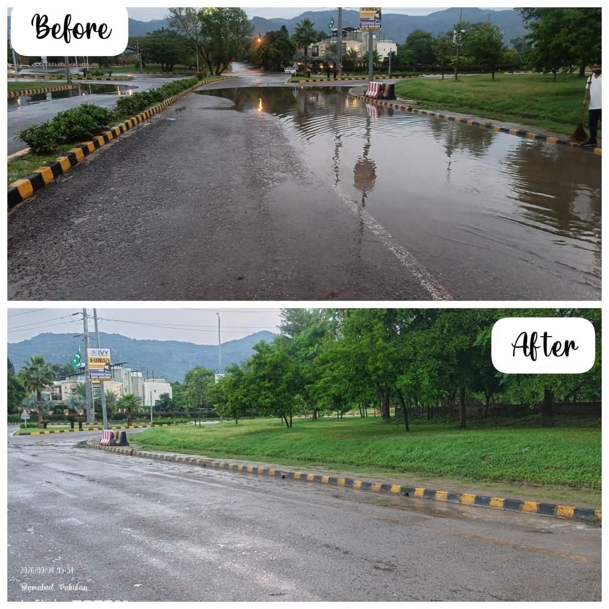 CDA Sanitation Teams Work Overnight to Keep Islamabad Roads Clear After Rain
