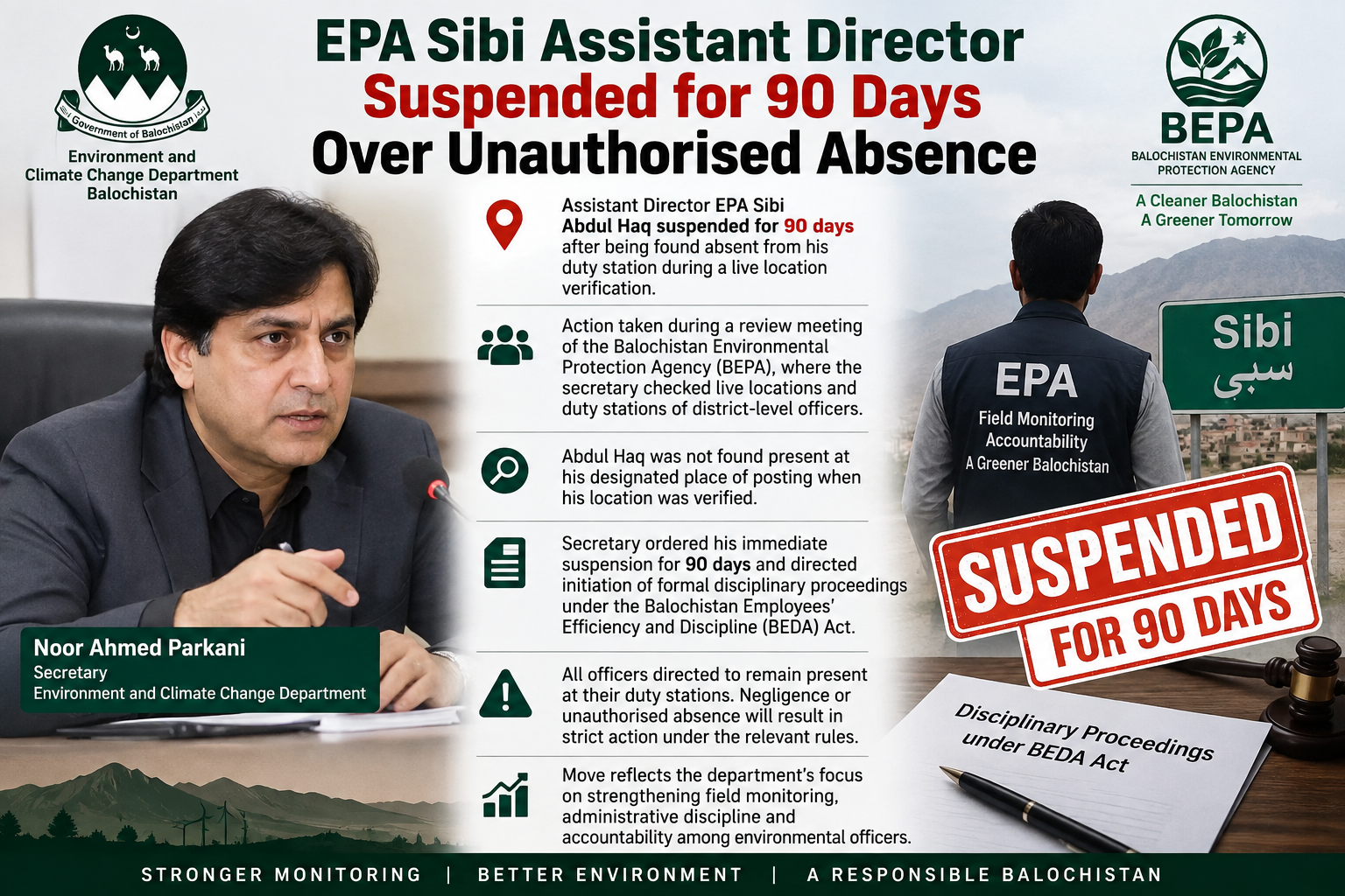 EPA Sibi Assistant Director Suspended for 90 Days Over Unauthorised Absence