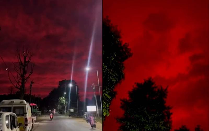 Sky Turns Deep Red in India as Stormy Weather Sparks Online Buzz